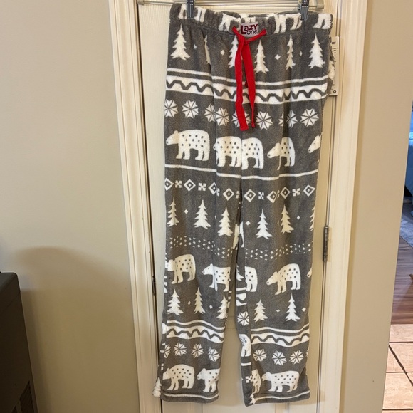 Lazy One Gray Nordic Bear Fleece Pajama Pants - Picture 2 of 8